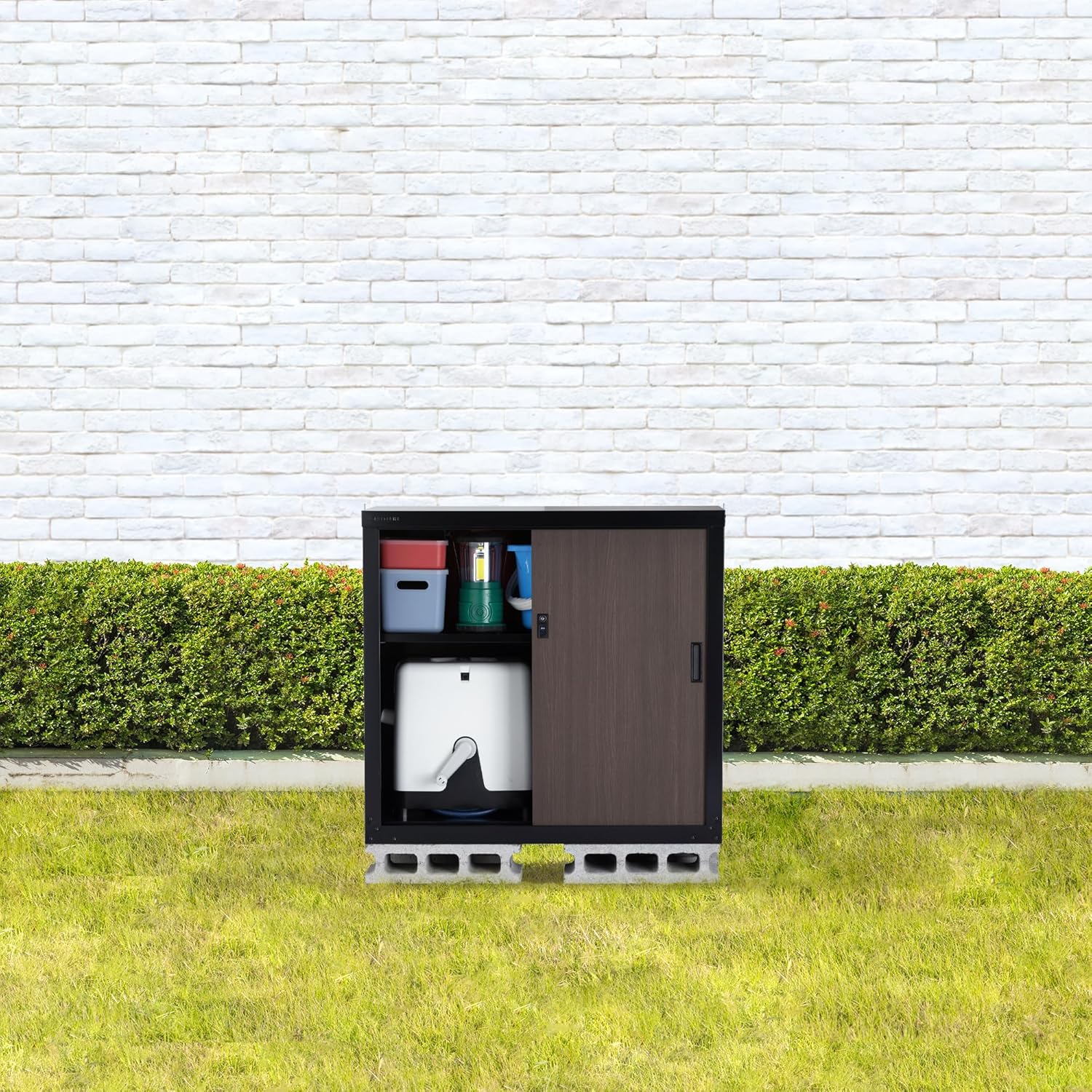 グリーンライフ 物置 収納庫 屋外 小型【日本製】棚板1枚・鍵付き